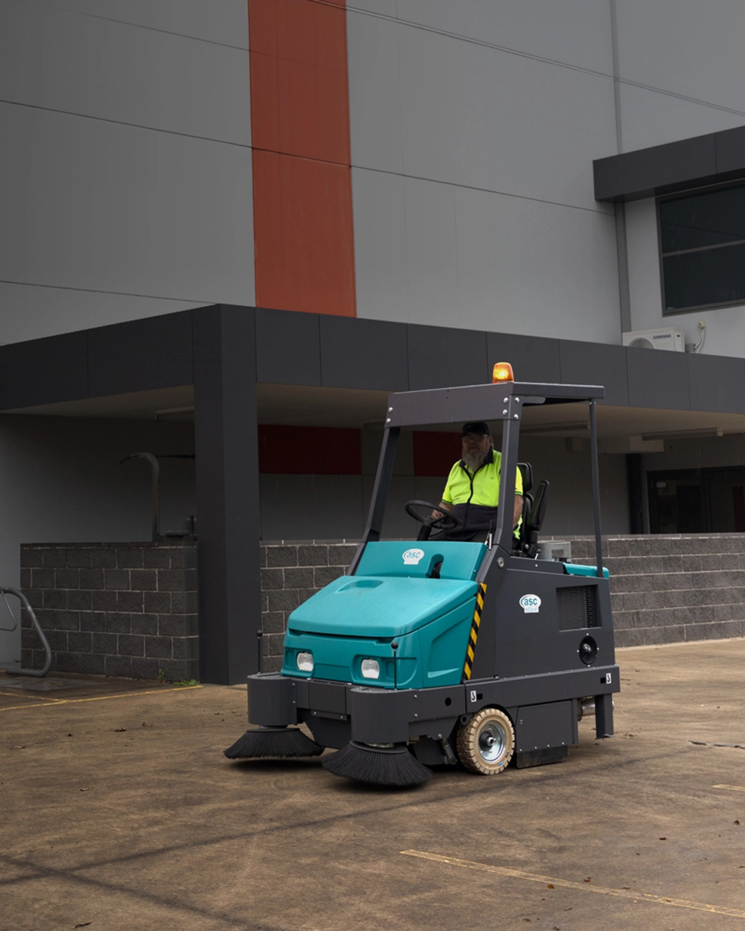 Industrial cleaning equipment operating in commercial and industrial facility