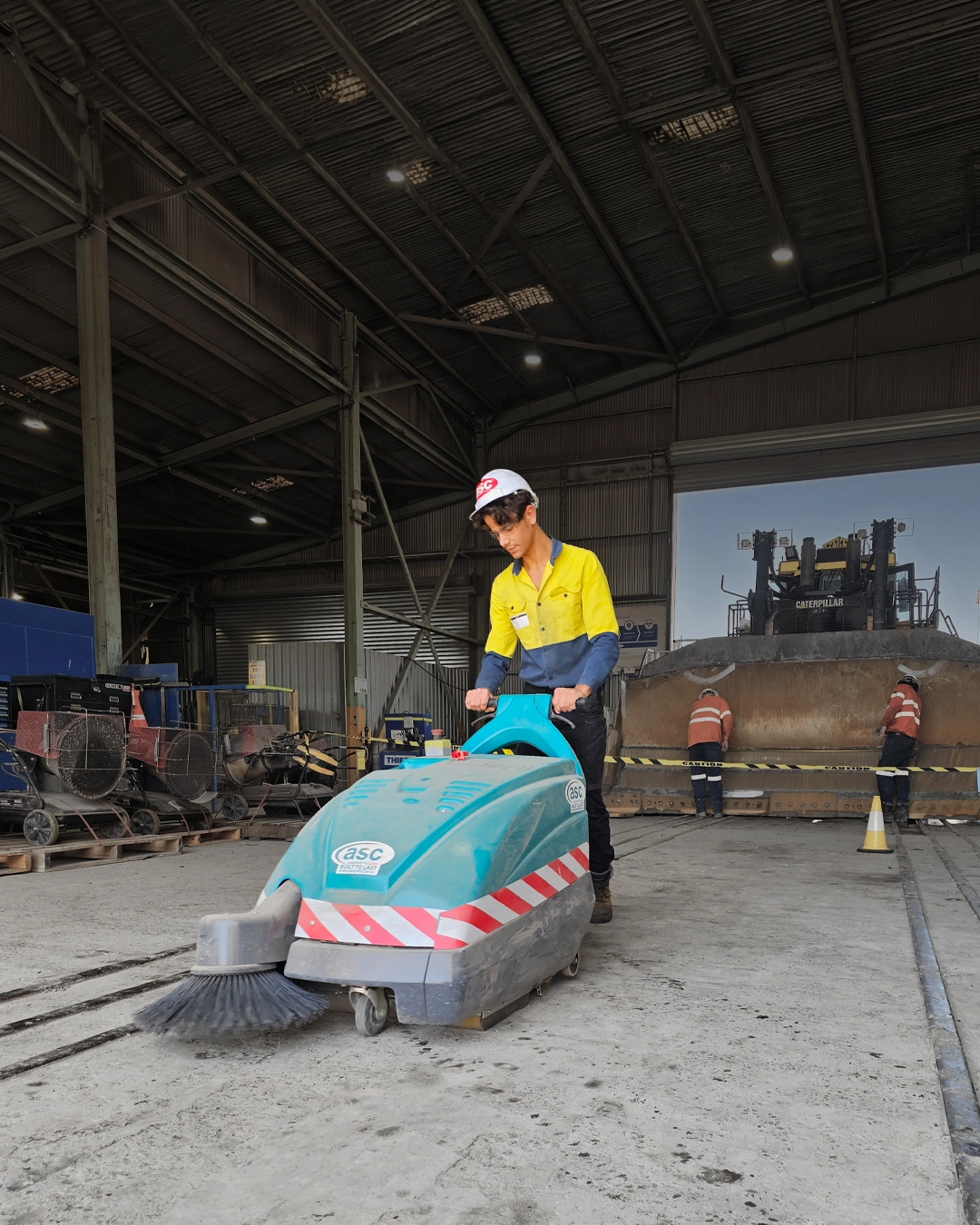 Industrial sweeper cleaning waste recycling processing facility